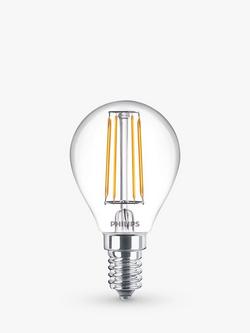Philips 4.3W E14 SES LED Non-Dimmable Classic Bulb, Clear, White