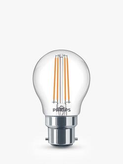 Philips 4.3W B22 BC LED Non-Dimmable Classic Bulb, Clear, White