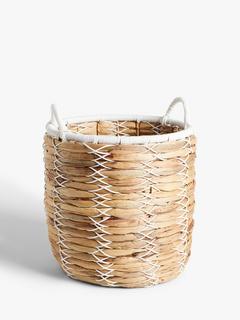 John Lewis Water Hyacinth and White Rope Basket