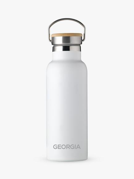 Treat Republic Personalised Stainless Steel & Bamboo Drinks Bottle, 500ml, Black, White