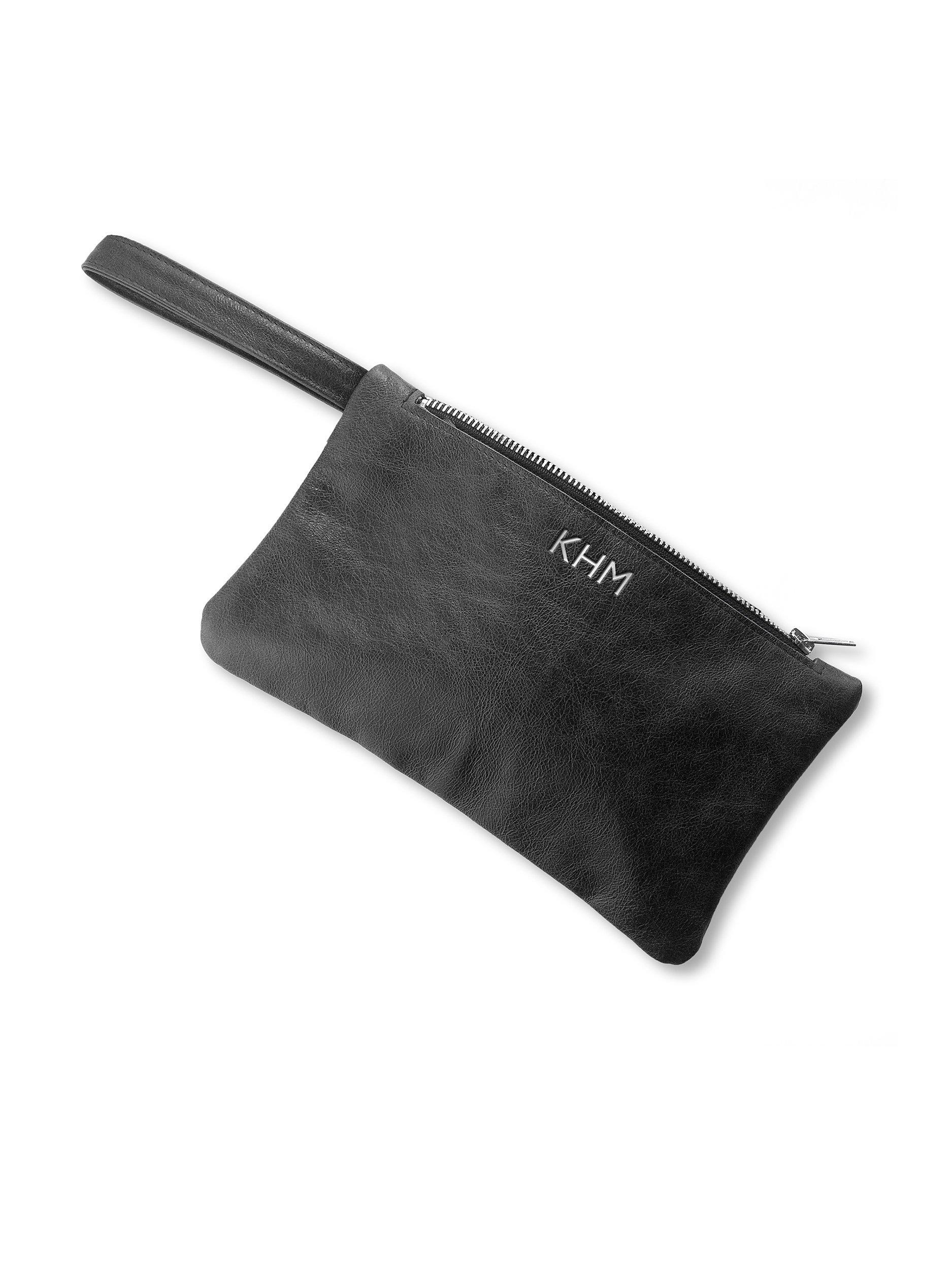 Treat Republic Personalised Leather Clutch Bag, Black