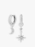 Olivia Burton Moon & Star Huggie Hoop Earrings, Silver OBJCLE38