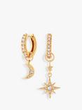 Olivia Burton Celestial Crystal Moon and North Star Huggie Hoop Earrings