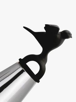 Alessi Stovetop Kettle with Bird Whistle - view 2, Black/Silver