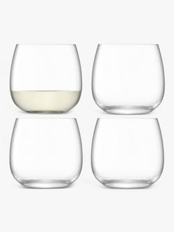 LSA International Borough Stemless White Wine Glasses, Set of 4, 370ml, Clear, Clear