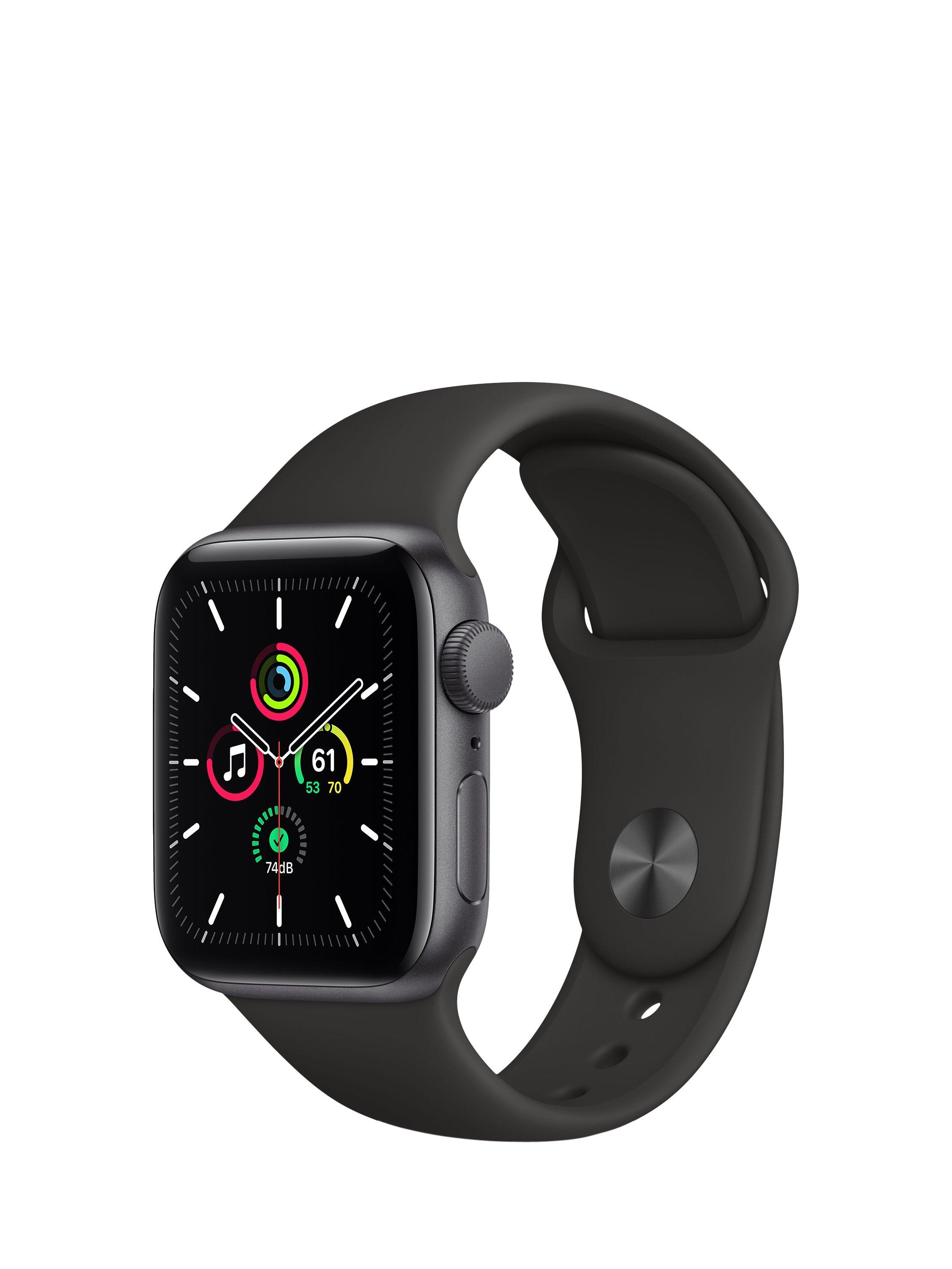 Apple Watch SE GPS, 40mm Space Grey Aluminium Case with Black Sport Band - Regular