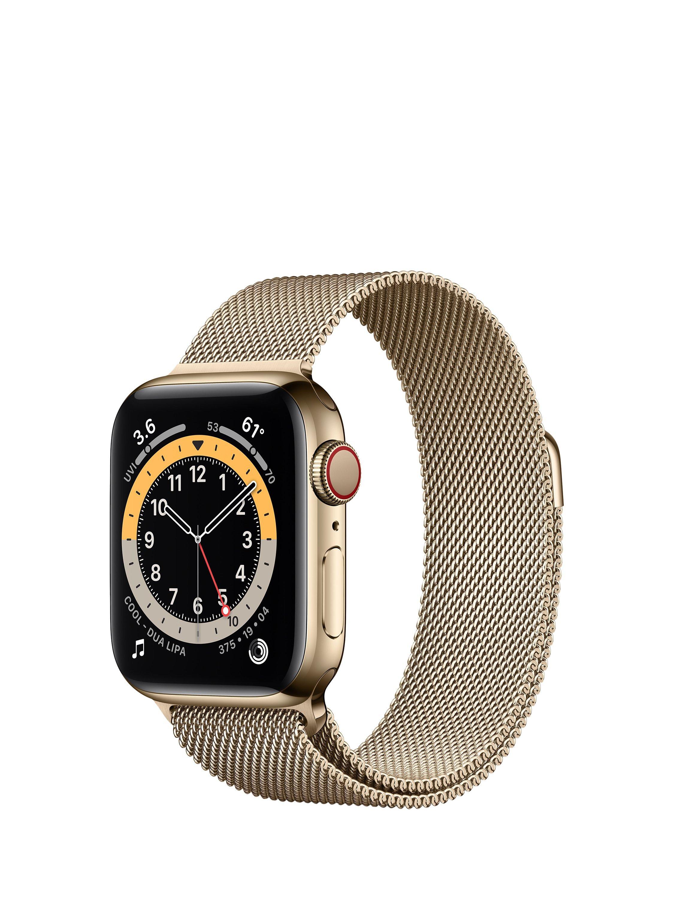 Apple Watch Series 6 GPS + Cellular, 40mm Gold Stainless Steel Case with Gold Milanese Loop