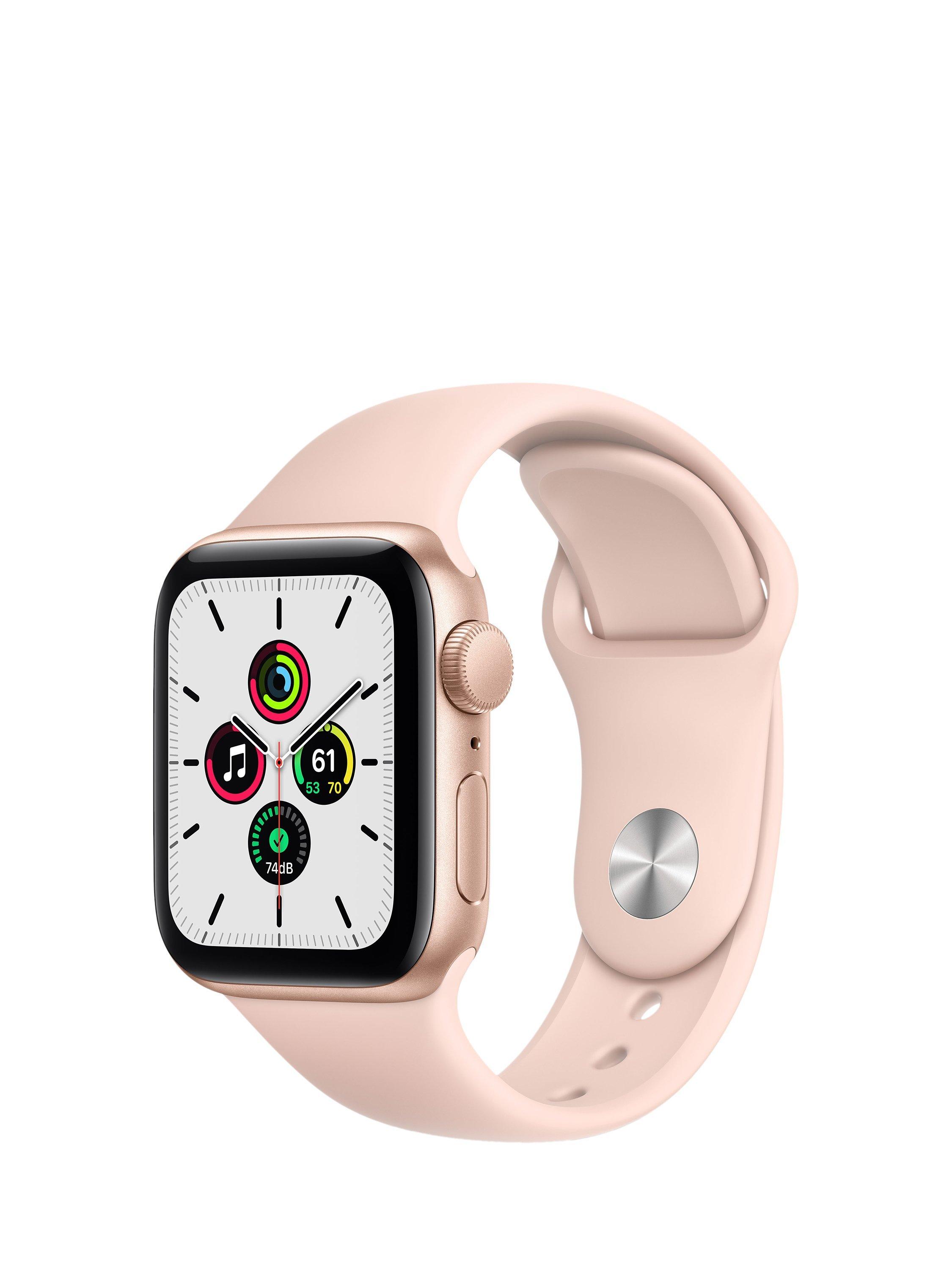 Apple Watch SE GPS, 40mm Gold Aluminium Case with Pink Sand Sport Band - Regular
