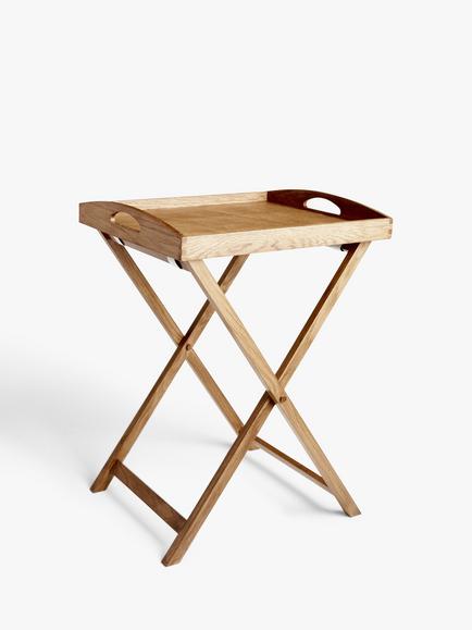 John Lewis Oak Wood Butler Tray & Foldable Stand, Natural, Natural