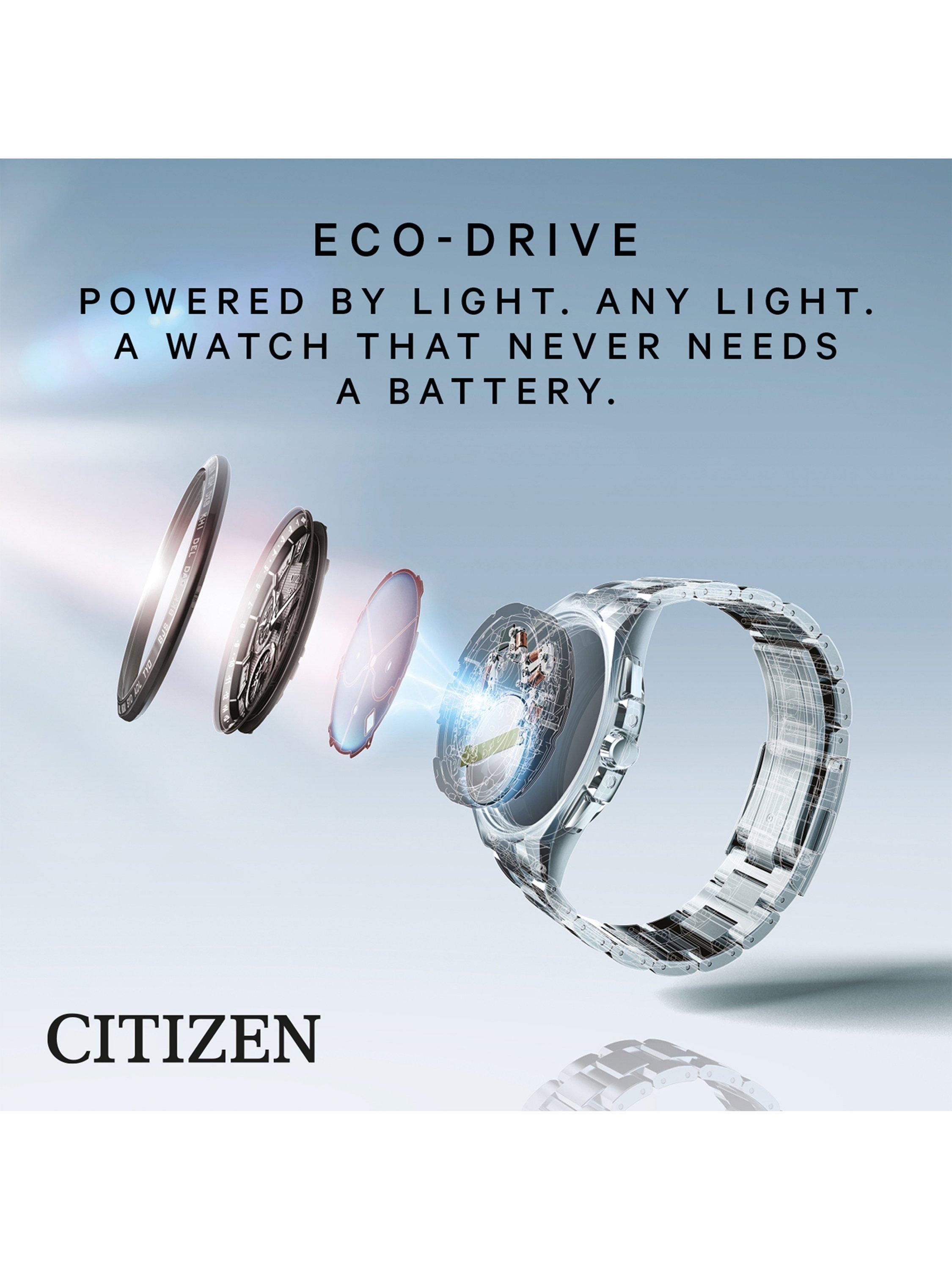 Product image 6 of 7, which shows Citizen BM7460-88E Men's Eco-Drive Date Bracelet Strap Watch, Silver/Black
