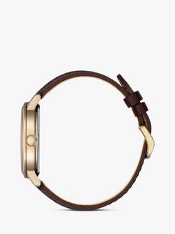 Citizen BM7463-12A Men's Eco-Drive Date Leather Strap Watch, Brown/White - view 2, Brown/White