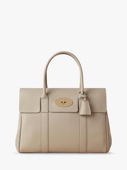 Mulberry Bayswater Heavy Grain Leather Tote Bag, Chalk