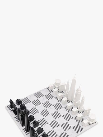 Skyline Chess New York City versus London Marble Board Chess Set - view 2, Multi