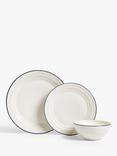 John Lewis Harbour Blue Rim Dinnerware Set, White/Blue, 12 Piece