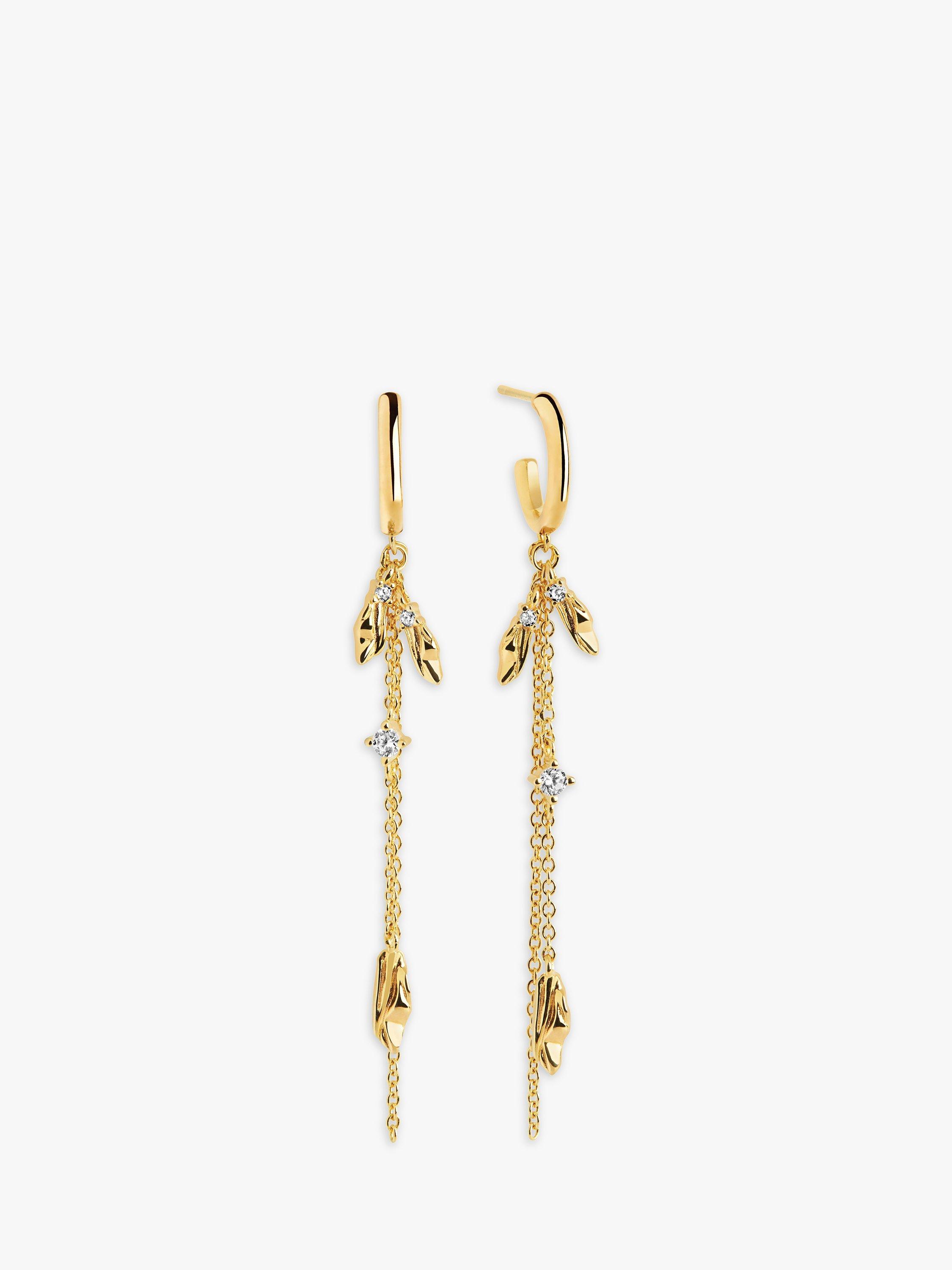 Product image 1 of 2, which shows Sif Jakobs Jewellery Cubic Zirconia Chain Drop Earrings, Gold