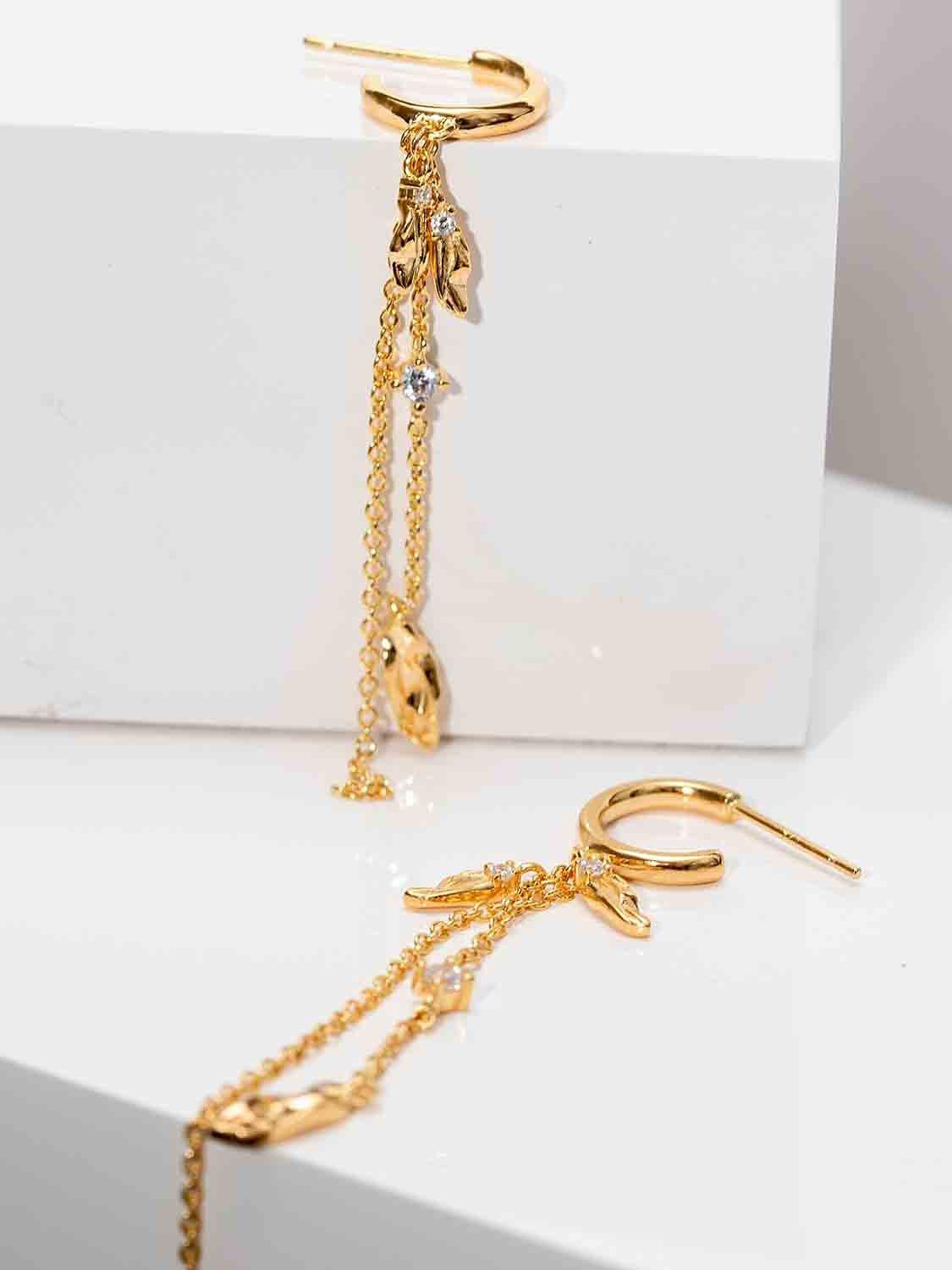 Product image 2 of 2, which shows Sif Jakobs Jewellery Cubic Zirconia Chain Drop Earrings, Gold