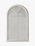 Classic Arch Window Metal Frame Indoor/Outdoor Wall Mirror, 100 x 61cm, Distressed White