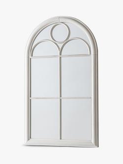 Classic Arch Window Metal Frame Indoor/Outdoor Wall Mirror, 100 x 61cm, Distressed White - view 2, Distressed White