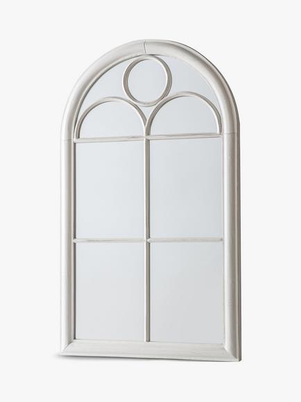 Classic Arch Window Metal Frame Indoor/Outdoor Wall Mirror, 100 x 61cm, Distressed White - view 2, Distressed White