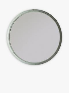 Vintage Round Metal Frame Indoor/Outdoor Wall Mirror, 85cm, Green