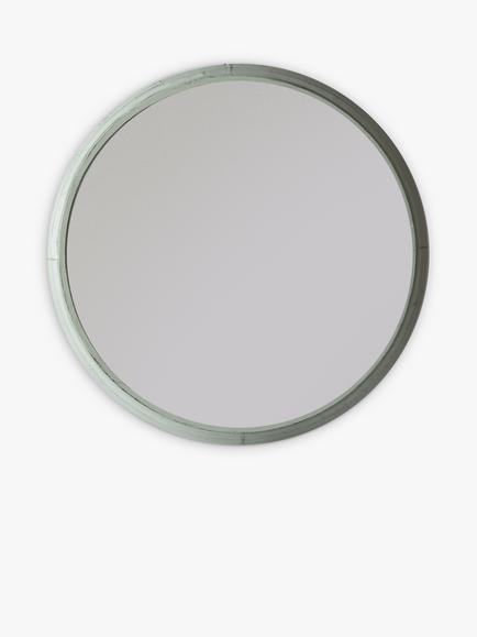 Vintage Round Metal Frame Indoor/Outdoor Wall Mirror, 85cm, Green, Green