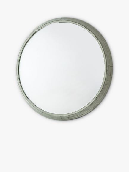 Vintage Round Metal Frame Indoor/Outdoor Wall Mirror, 85cm, Green - view 2, Green