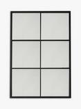 Rectangular Metal Frame Glass Pane Indoor/Outdoor Wall Mirror, Black