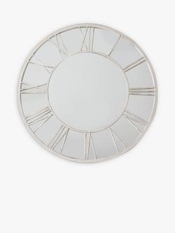 Roman Numeral Clock Style Metal Frame Indoor/Outdoor Wall Mirror, 85cm, White, White