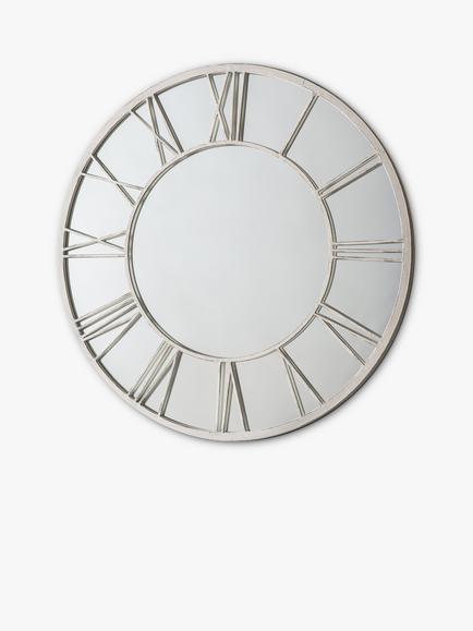 Roman Numeral Clock Style Metal Frame Indoor/Outdoor Wall Mirror, 85cm, White - view 2, White