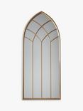 Arch Window Metal Frame Indoor/Outdoor Wall Mirror, 115 x 50cm, Gold