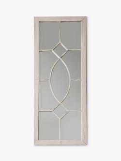 Rectangular Decorative Metal Frame Indoor/Outdoor Wall Mirror, 105 x 43cm, White, White