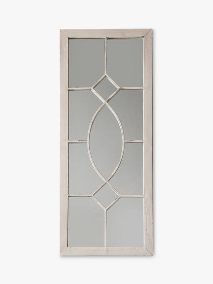 Rectangular Decorative Metal Frame Indoor/Outdoor Wall Mirror, 105 x 43cm, White, White