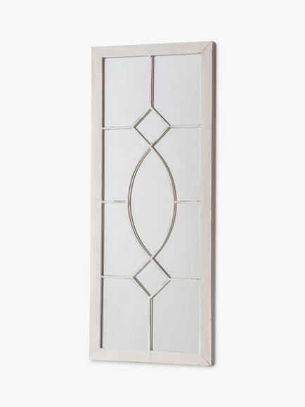 Rectangular Decorative Metal Frame Indoor/Outdoor Wall Mirror, 105 x 43cm, White - view 2, White