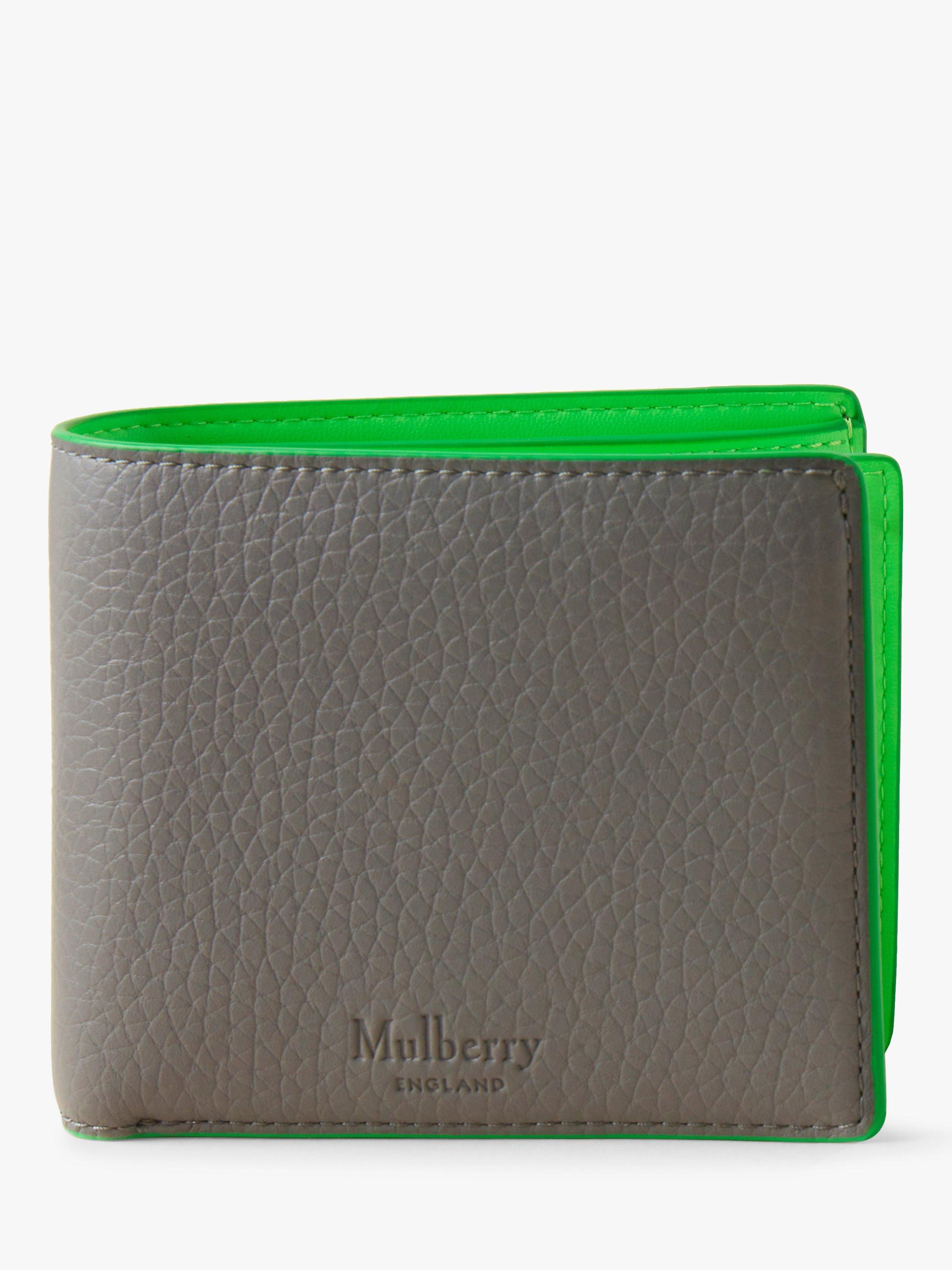 Mulberry Heavy Grain Leather Eight Card Coin Wallet, Charcoal/Green