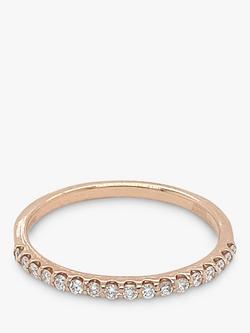E.W Adams 18ct Rose Gold Diamond Half Eternity Ring, N - view 2, Rose Gold