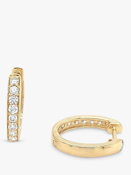 E.W Adams 18ct Yellow Gold Diamond Hoop Earrings, Yellow Gold