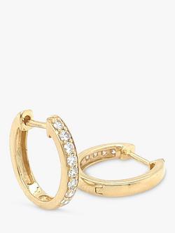 E.W Adams 18ct Yellow Gold Diamond Hoop Earrings - view 2, Yellow Gold