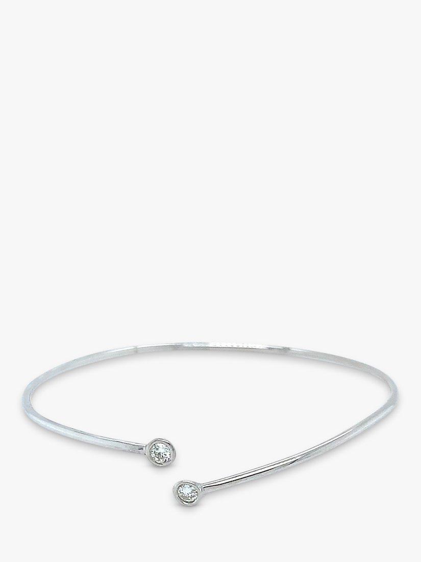 Product image 1 of 6, which shows London Road Portobello 9ct White Gold Raindrop Diamond Bangle Bracelet