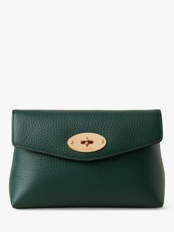 Mulberry Darley Heavy Grain Leather Small Cosmetic Pouch, Mulberry Green