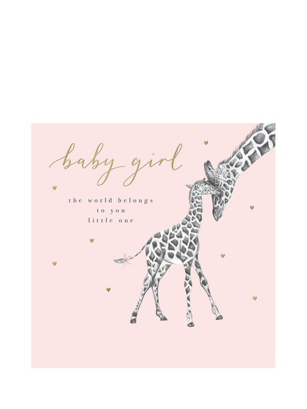 Woodmansterne Giraffe New Baby Girl Card, 