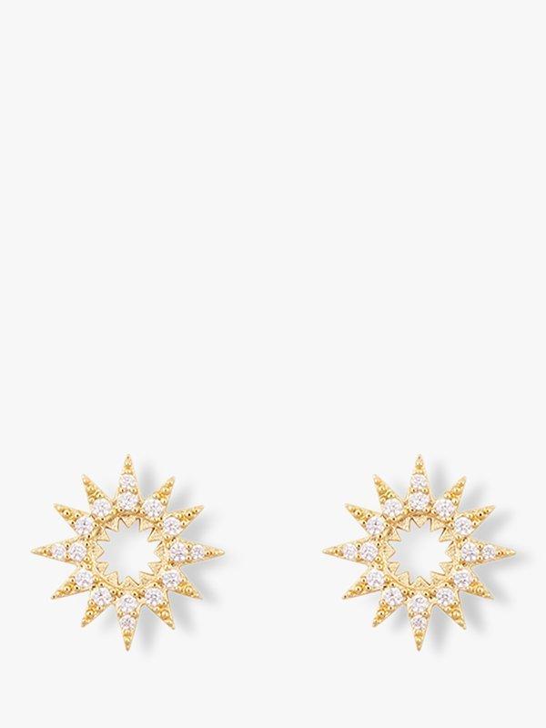 Product image 4 of 4, which shows Wanderlust + Co Sunlit Cubic Zirconia Hoop Drop Earrings, Gold