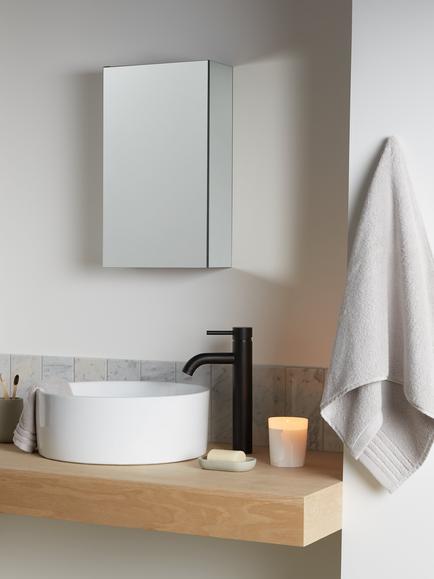 John Lewis Small Single Mirror-Sided Bathroom Cabinet - view 2, Silver