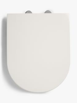 John Lewis D-Shape Easy-Fix Toilet Seat, White, White