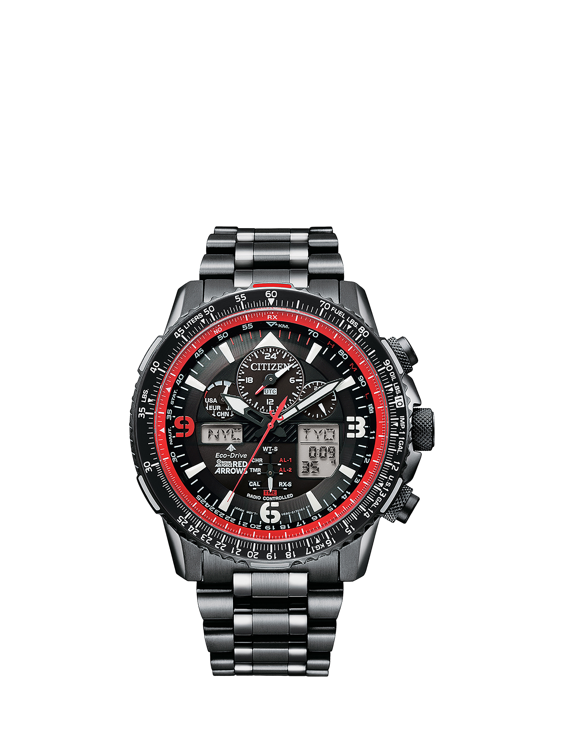 Citizen JY8087 51E Men s Limited Edition Red Arrows Skyhawk A.T Chronograph Bracelet Strap Watch Black