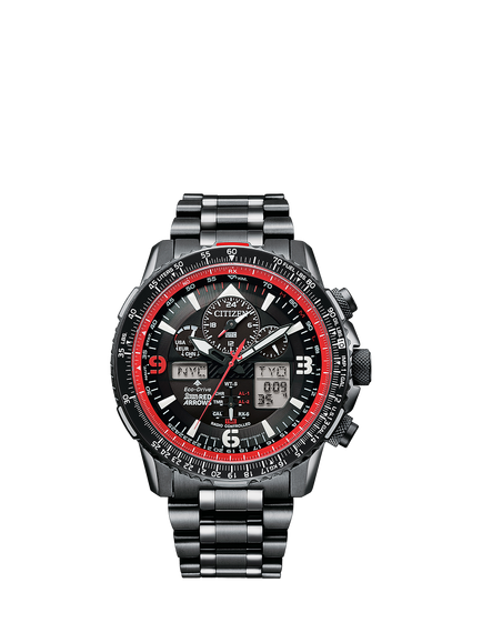 Citizen JY8087-51E Men's Limited Edition Red Arrows Skyhawk A.T Chronograph Bracelet Strap Watch, Black, Black