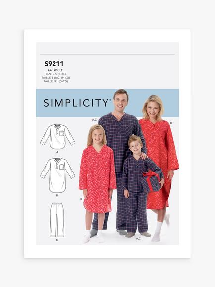 Simplicity Unisex Sleepwear Sewing Pattern, S9211, Multi
