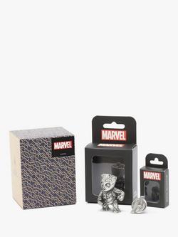 Royal Selangor Mini Groot Figurine and Avengers Insignia Lapel Pin Set - view 2, Silver
