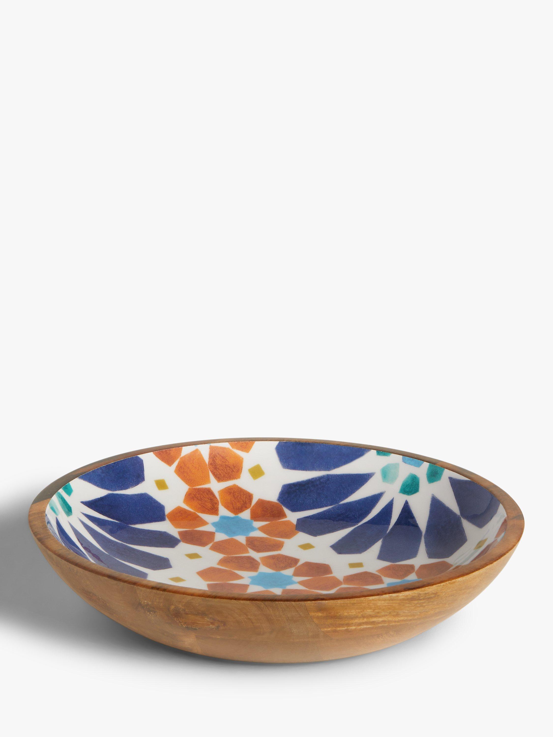 John Lewis Levantine Wood Serving Bowl, 38cm, Natural/Multi