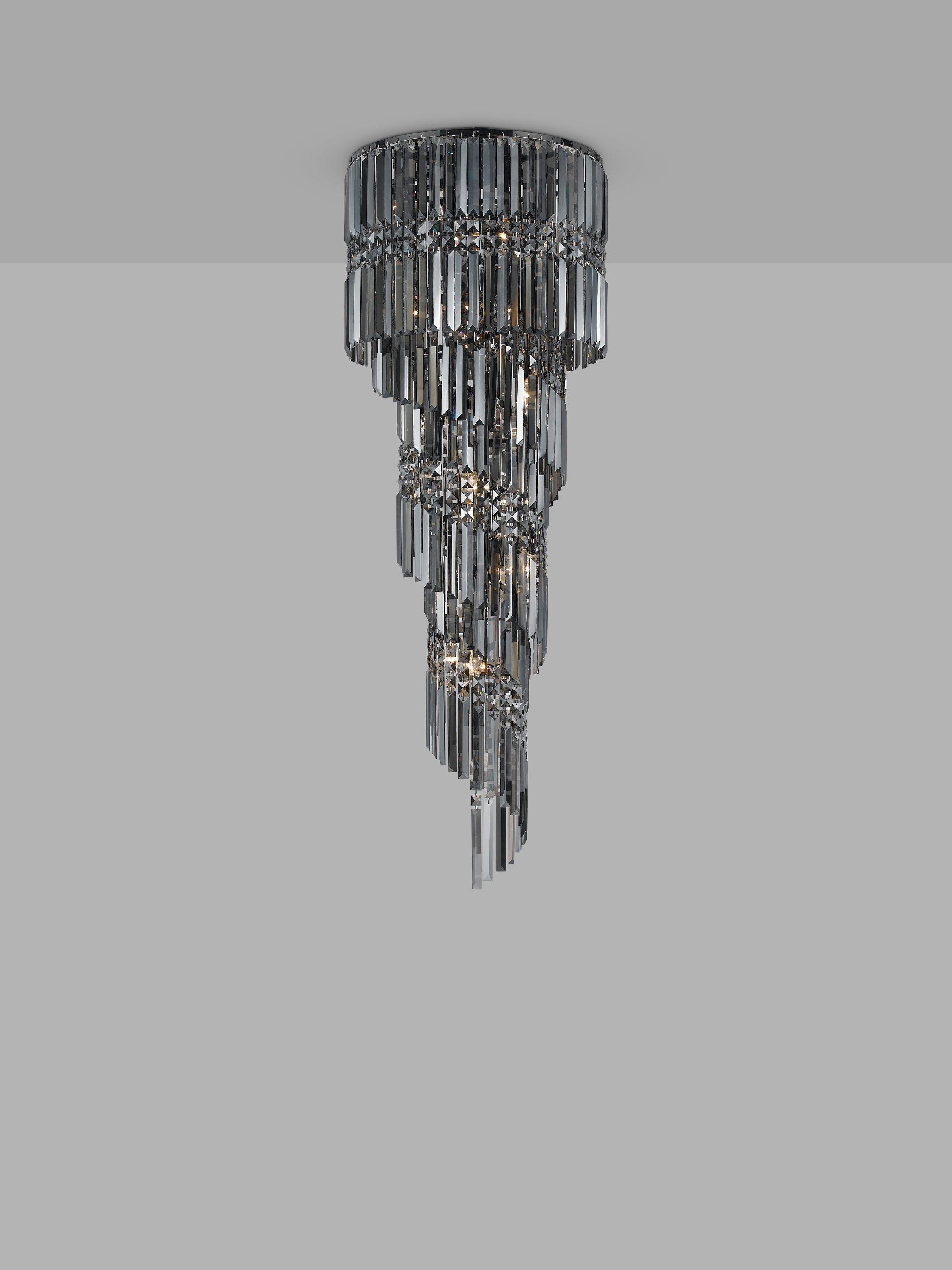 Impex Toronto Smoked Glass Chandelier Ceiling Light, Smoke
