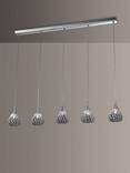 Impex Simone 5 Crystal Pendant Bar Ceiling Light, Clear/Chrome